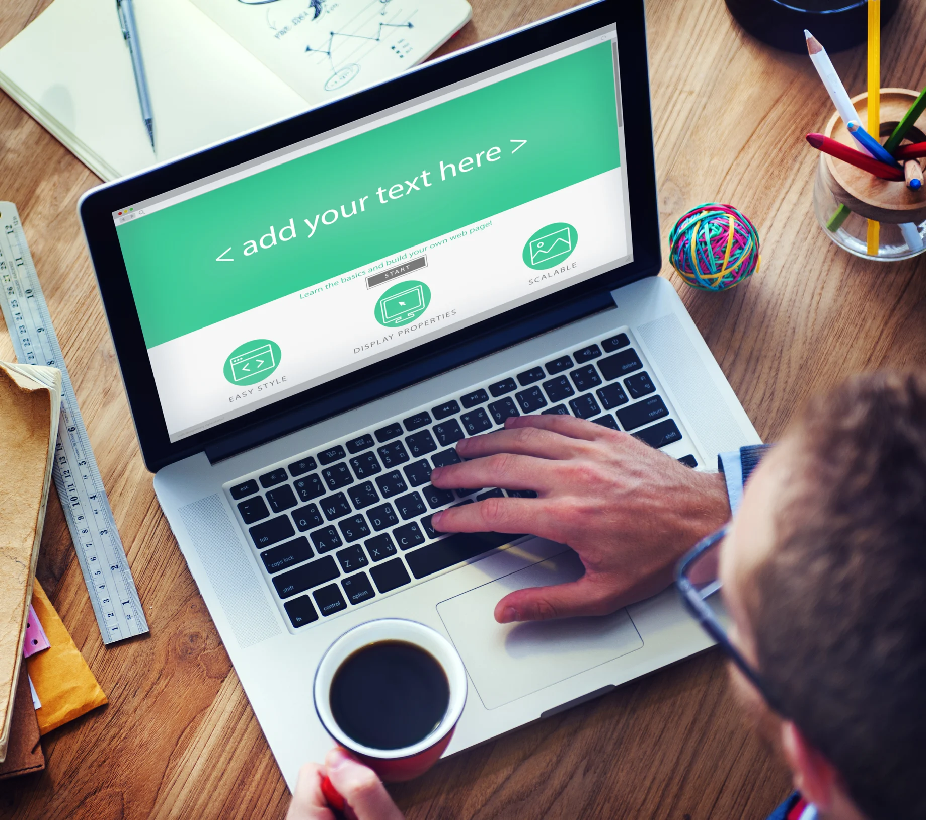Person using D.I.Y. website builder