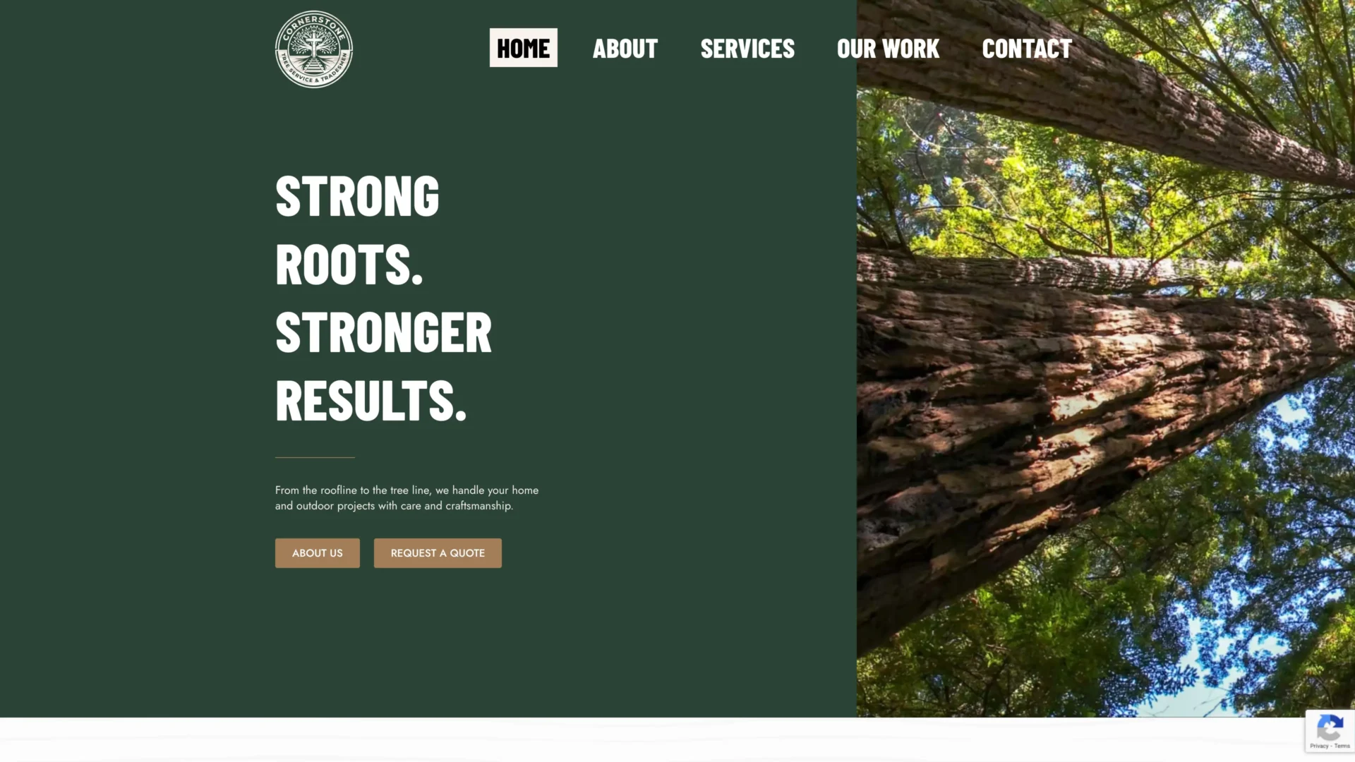 Cornerstone Tree Service & Tradesmen website designed by Unparalleled Developers, LLC