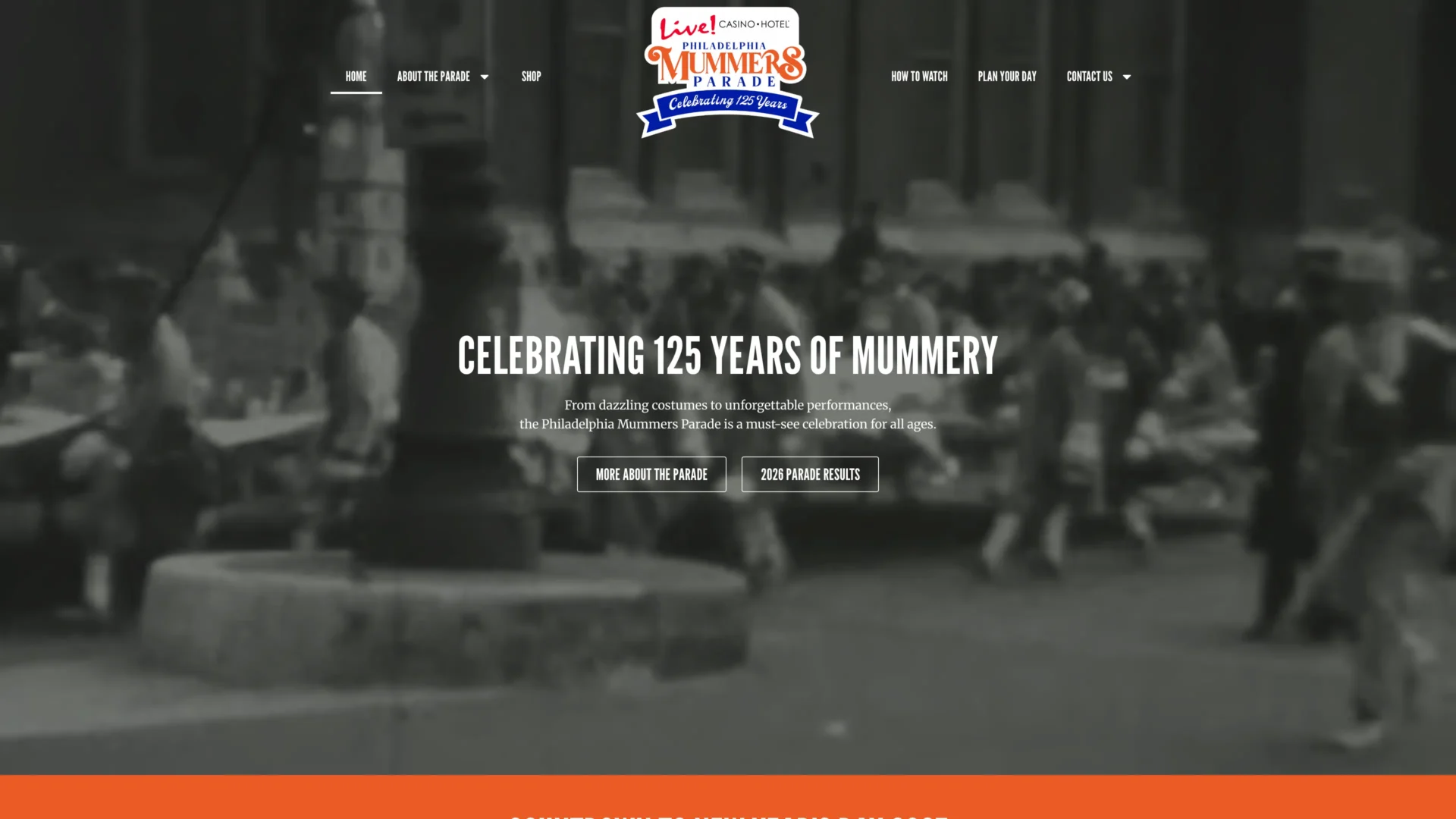 Philadelphia Mummers Parade website designed by Unparalleled Developers, LLC