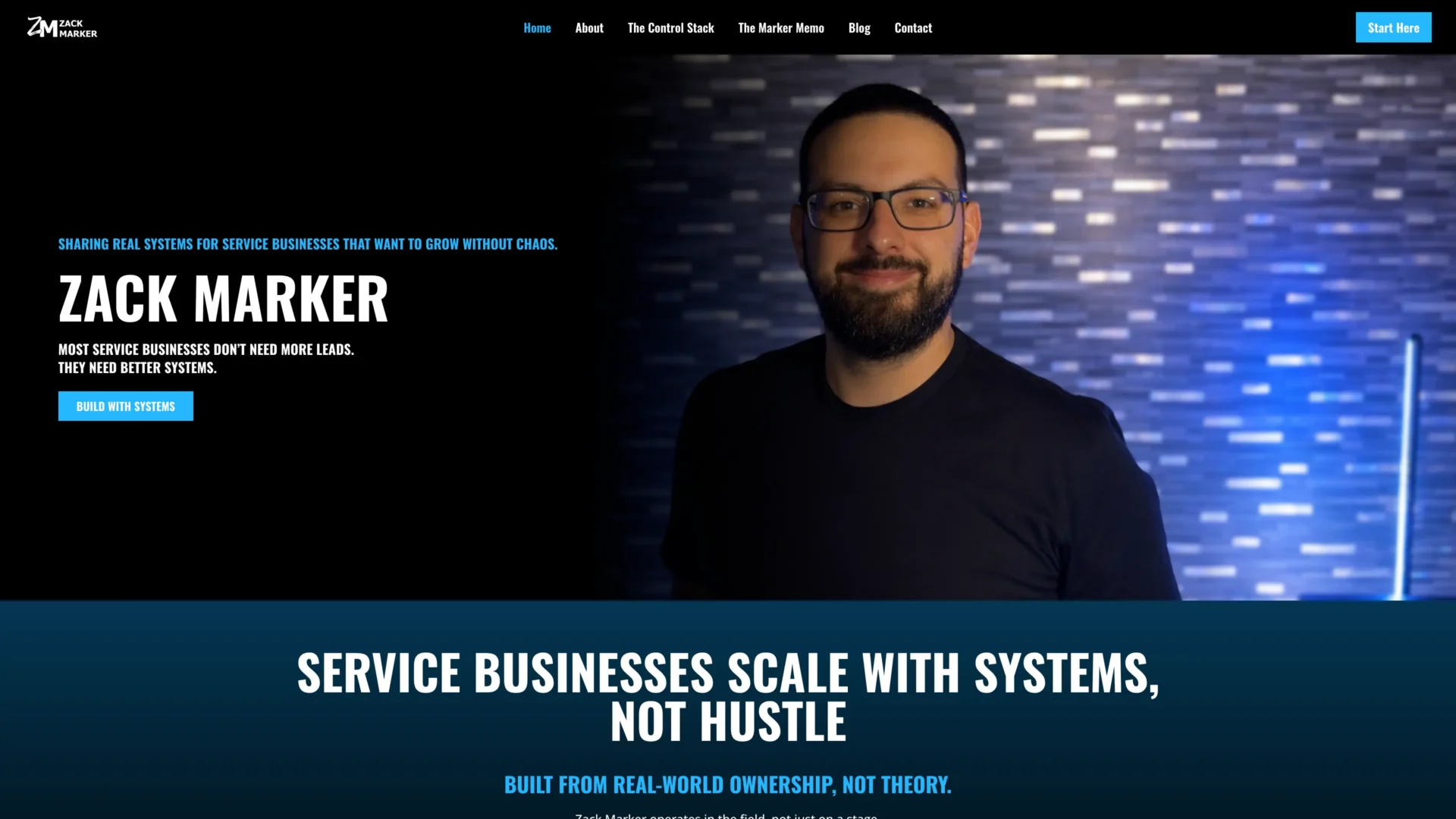 Zack Marker website designed by Unparalleled Developers, LLC